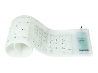 LogiLink Flexible Waterproof - Clavier - PS/2, USB - QWERTZ - Allemand - blanc