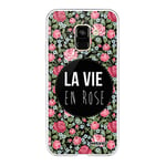 Evetane - Coque Silicone Compatible Samsung Galaxy A8 2018 - Protection Intégrale 360, Fine et Transparente - Coque Avant & Arrière - Haute Résistance - La Vie en Rose