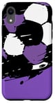 Coque pour iPhone XR Maillot de match de football avec ballon de football violet et blanc