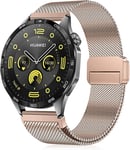 22mm Métal Bracelet Pour Huawei Watch Gt5 Pro/Gt5/4/Gt4/Gt3/Gt2 46mm/Huawei Watch 4 Pro 48mm Magnétique En Acier Inoxydable Maille Métallique Pour Huawei Watch 3/Watch3 Pro Or Rose[Dzb135804]