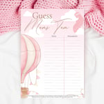 Guess Mums Tum - Baby Shower Adventure Awaits Theme, Hot Air Balloon, Pink, Girl