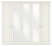 Wiemann Cambridge White 5 Door Wardrobe with 3 Mirror Front - W 250cm