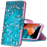 MRSTER Coque Galaxy S21 Ultra Housse, Bookstyle Étui Motif Coloré Imprimé Housse PU Etui en Cuir Portefeuille de Protection Etui à Rabat pour Samsung Galaxy S21 Ultra 5G. BF Apricot Tree