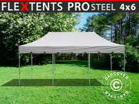 Snabbtält Depåtält Easy-up tält Eventtält Partytält FleXtents PRO Steel "Peaked" 4x6m Latte