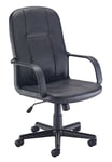 Office Hippo Desk Chair, Ergonomic Contemporary Office Chair With Fixed Arms & Moulded Seat For Extra Comfort, PU Leather Computer Chair With Lock Tilt Recline - Black