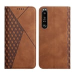 Sony Xperia 1 Iii Case Pu Nahka Lompakko Magneettinen Kotelo jalustalla ja Credit Slots -kuorella - ruskea