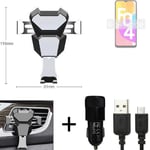 Car holder air vent mount for Samsung Galaxy F04 + CHARGER Smartphone