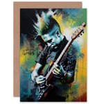 Punk Music Guitarist Anarchy for Husband Him Son Birthday Blank Greeting Card