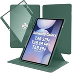 CACOE Coque pour Samsung Galaxy Tab S10+ 2024 / S9+ Plus / S9 FE+ 12,4 Pouces 2023 avec Pen Porte-Stylet, Rotation à 360 Degrés Étui de Protection Ultra Fin Housse en TPU, Vert Nuit foncé