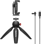 XS Kit de micro-cravate USB-C pour portable, micro-cravate à clip omnidirectionnel avec pince pour smartphone et mini trépied Manfrotto PIXI, 509259