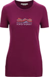 Icebreaker Women's Tech Lite II Short Sleeve Tee Mountain Geology Go Berry, XS