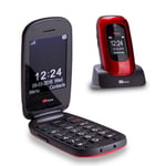 TTfone Lunar TT750 Red Flip Mobile - Big Buttons, with EE Pay As You Go SIM