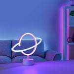 Leuchten Direkt LED-pöytävalaisin Neon Saturn, paristokäyttöinen