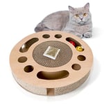 Nobleza Cat Scratcher, Cat Scratching Board with 2 Bell Balls & Catnip, High Density Corrugated Scratcher Cardboard, Durable 3 in 1 Scratchers Pad Bed Toy for Indoor Cats, Size 33 * 33 * 5.5 cm