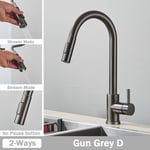 Buse flexible en dégradbrossé pour évier de cuisine,robinet de centre commercial,pulvérisateur de flux,pont de tête,robinets d'eau chaude et froide noirs - Type Gun Grey B