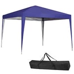 BAKAJI Tonnelle 3 x 3 mètres Pliable Tissu Polyester imperméable Structure en métal refermable à accordéon, Tente portative Juste marché Jardin extérieur + Sac de Transport (Bleu)