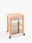 Eddingtons Chilton Medium Beech Wood Kitchen Butcher's Trolley, 62.5cm, Natural