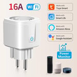 Tuya Smart WiFi EU Socket Plug 16A Power Monitor Sähköpistoke Alexa Google Home Ääniohjaus Smart Life APP -kaukosäädin