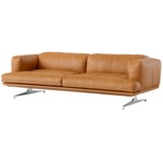 &Tradition-Inland AV23 3-personers Sofa, Noble Cognacfarvet Læder / Poleret Aluminium