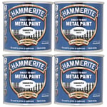 4x Hammerite Direct To Rust Smooth White Quick Drying Metal Paint 250ml