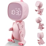 Ayybboo Réveil Enfant Fille Garçon,Réveil Lumineux Numerique pour Enfant avec 3 Groupes Alarmes,Veilleuse,Snooze Function,Le Son et la Luminosité Réglables en USB Charge(Rose)