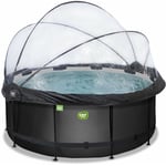 Piscine EXIT Black Leather ø360x122cm avec pompe filtrante à sable et dôme - noir