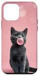 Coque pour iPhone 12 mini Chat mignon soufflant du bubblegum