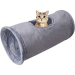 Kattunnel, mocka kattunnel leksak, väg kattunnel, tyg kattunnel kattunge kanin valp iller, hopfällbar kattunnel med grottor, 50×25×20cm (Khaki)