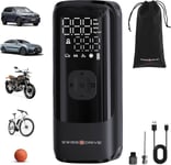 Compresseur d'air portable 160 psi 2 x plus rapide Gonfleur de pneus 10,3 bar 7500 mAh avec écran LCD numérique et lampe torche LED Batterie USB rechargeable Gonfleur Roues Voiture Moto Vélo.[V629]