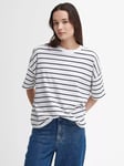 Barbour Marnie Cotton Stripe Tee, White/Navy