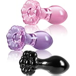 NSNovelties Plug Anal en Verre Crystal Flower - Couleur : Violet