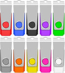 Cle USB 16 Go Lot de 10 Clé USB 2.0 Multicolore Clef USB 16 Go,Mini Clé USB pour Le Stockage et La Sauvegarde de Données avec Lumière LED