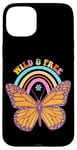 Coque pour iPhone 15 Plus Wild & Free Butterfly Rainbow Retro Vibes