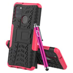 iPEAK For Samsung Galaxy A21s Case Heavy Duty Shockproof Rugged kickstand Armor Cover For Galaxy A21S Phone (Pink)