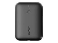 Aukey Basix Mini Pb-N83 - Strømbank - 10000 Mah - 18 Watt - 2.4 A - Pd 3.0, Qc 3.0 - 2 Utgangskontakter (Usb, 24 Pin Usb-C) - På Kabel: Usb-C - Svart