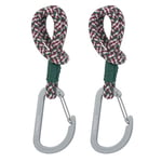 LÄSSIG Fixation pour poussette (2 pcs.) Mousqueton Crochet pour poussette Crochet pour faire les courses/Stroller Hooks Cord green/lavender/deep red