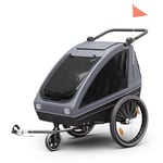 Remorque vélo GoKiddo remorque/buggy pliante freins intégrés évolutif pour 2 enfants