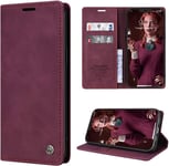 Coque Pour Iphone 12 Pro Max Cuir Etui Pour Iphone 12 Pro Max Housse Premium Pu Portefeuille Magnetique Porte Cartes Stand Fonction Coque Rabat Pour Iphone 12 Pro Max (6.7'') - Vin Rouge