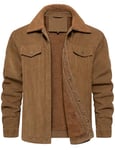 Voqeen Veste Homme Blouson Homme Hiver Doublée en Polaire Manteau Cargo Militaire à Col Rabattu blouson de Camionneur Chaude et Décontractée pour L'extérieur