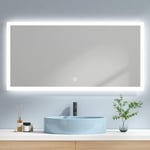 Miroir de salle de bain avec éclairage Miroir de salle de bain led 120x60cm Interrupteur Tactile Lumière Blanche Froide - Emke