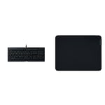 Razer Cynosa Lite - Essential Gaming Keyboard, Black & Gigantus V2 Medium - Soft Medium Gaming Mouse Mat for Speed and Control (Non-Slip Rubber, Textured Micro-Weave Cloth, 36 x 27 x 0.3cm) Black