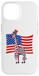 Coque pour iPhone 14 4 juillet Girafe USA Drapeau Indépendance Day Girafes