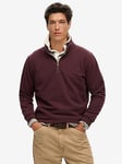 Superdry Essential Logo Henley Sweatshirt, Dark Red, Size S, Men