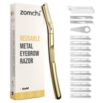 ZOMCHI Rasoir Dermaplane avec 11 lames pour femmes et hommes, tondeuse à sourcils avec capuchon de protection en silicone, rasoir à sourcils, rasoir pour le visage pour épilation - Or mat