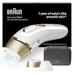 Braun Silk·expert Pro 5 Épilateur À Lumière Pulsée, Épilation Semi-Définitive, Alternative Au Laser Pour 1 An De Peau Douce, Avec Pochette, 2 Têtes, Cadeau Pour Femme, Or/Blanc, PL5140