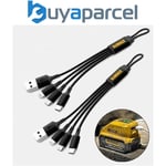 Dewalt 3 in 1 Multi Head USB Charger Cable iPhone Android Charging Lead X 2