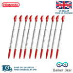 3DS XL Stylus Red & Silver Metal Retractable Touch Pen for Nintendo 10 Pack