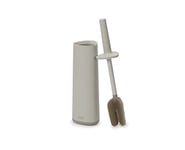Joseph Joseph Flex 360, Advanced Smart Toilet Brush and Storage Holder Set with anti-drip, anti-clog, triple-action replaceable brush head- Matt Finish, Ecru