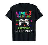 7th birthday level 7 unlocked birthday awesome since 2013 T-Shirt