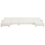 Canapé en Forme de U Convertible en Cuir PU Blanc Capitonnage Décoratif Aberdeen